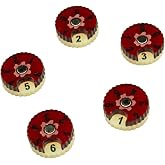 LITKO Mini Wound Dials 1-6 | 15mm | for Tabletop &amp; RPG | Ivory &amp; Red | Set of 5 | Magnetic build, toothed grip | Translucent spinner, compact body | Tracks health &amp; HP | Laser-cut, UV-printed