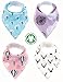 Baby Bandana Drool Bibs Organic 4 Pack for Girls with Snaps, Absorbent Soft Cotton for Teething Drooling Feeding, Baby Shower Gift, Newborn Registry Gift Set Burp Cloth (Pink Purple Coral Blue Heart)