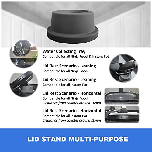 Pressure Cooker Lid Stand Silicone Lid Holder Accessories Compatible with Ninja Foodi Pressure Cooker and Air Fryer Accessories 5 Qt, 6.5 Qt and 8 Quart. Space Saving Instant Pot Accessories 3-in-1 (Grey)