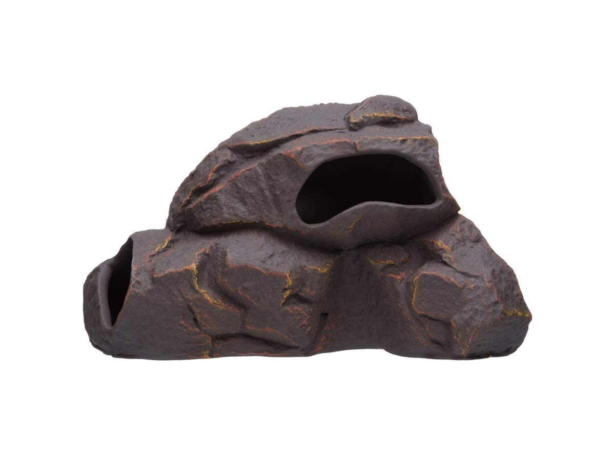 Plecoceramics Aquarium Ceramic Decorations Cave Betta Stone Decor - Aquarium Fish Tank Hideway Decor for breeding Cichlids Plecos Betta Toys Hideout (Magma Rock)