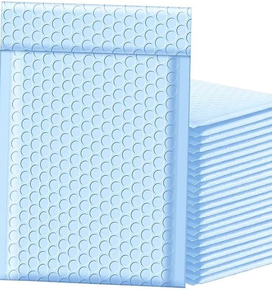 Photo 1 of YGM Bubble mailer padded envelopes bubble wrap envelopes for shipping envelopes bubble mailer Waterproof Poly bubble mailers envelope Bulk packaging poly bag (Blue Light, 4 x 8 (10 Pcs))