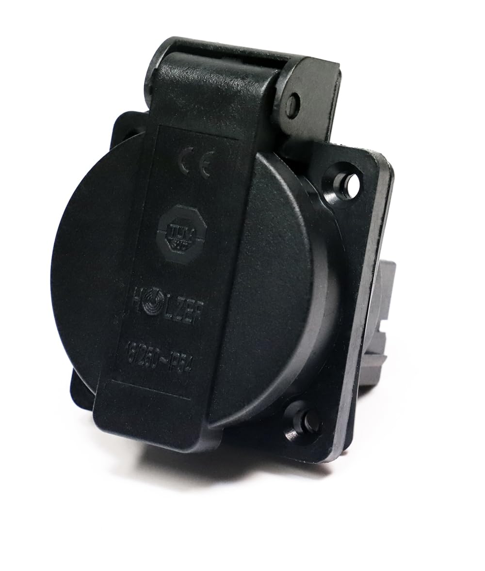 HOLZER Pack of 8 recessed sockets Schuko socket 16 A with IP54 / + flange seal (black)