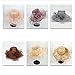 Women Foldable Organza Church Derby Hat Ruffles Wide Brim Summer Bridal Cap for Wedding Tea Party Beach (Peach-Pink)