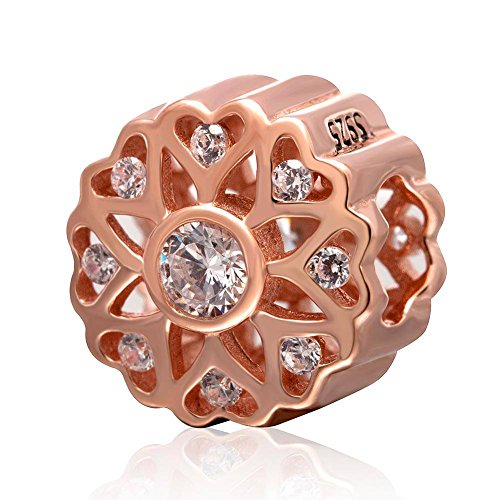 Choruslove Rose Gold Love Openwork Charm Bead for Valentines Bracelet Gift