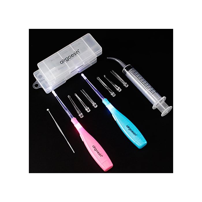 Airgoesin Upgraded 2 Lighted Tonsil Stone Remove Tool Tonsillolith Pick + Irrigation Clean Syringe Fresh Breath Oral…