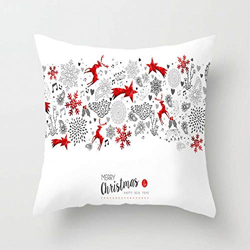 Worthown Christmas Pillow Covers 18 x 18 Inches Set of 4 Throw Pillow Case Merry Christmas Xmas Cushion Cover Square Pillowcase Home Decor Christmas Decoration (1 Christmas)