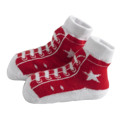 Jazzy Toes Rayon Collection High Top Sneakers Sock Set - Red-6-12M
