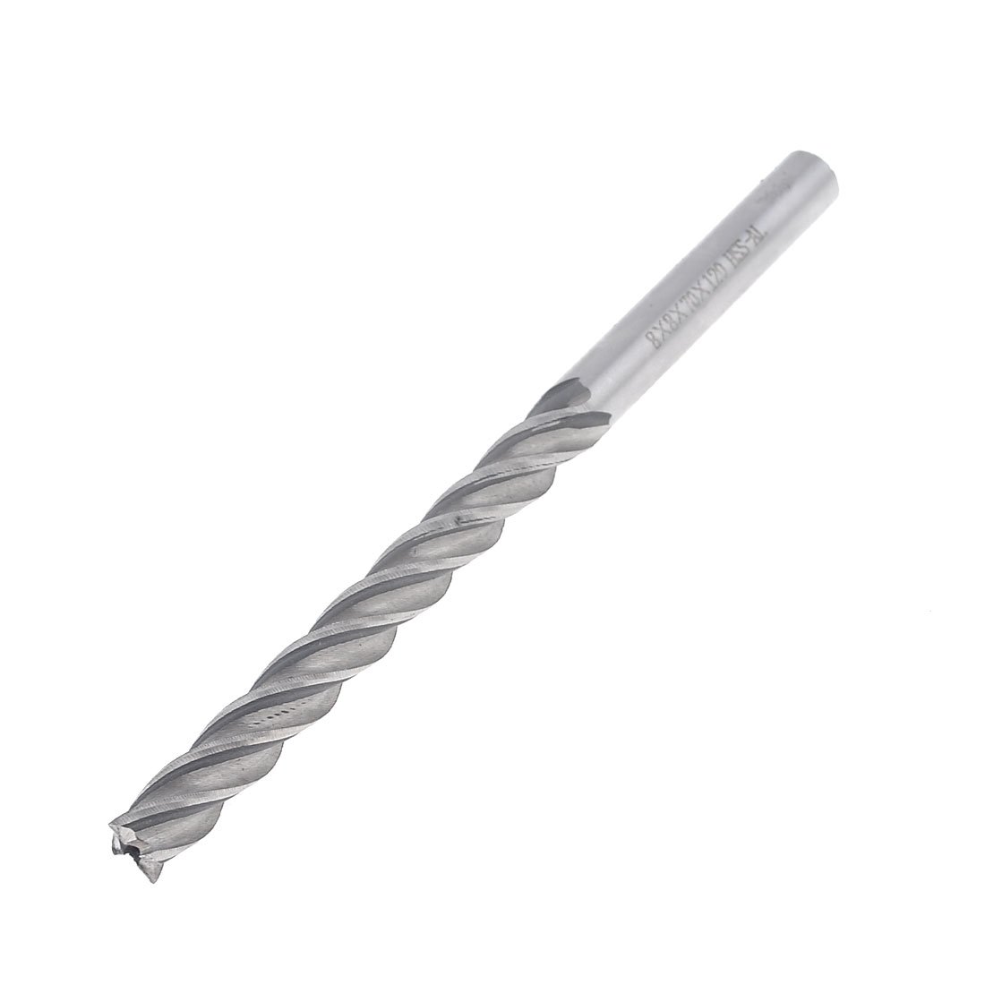 sourcingmap Silver Tone Helical Groove 4 Flute 8x8x70x120mm End Mill