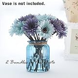 Gerbera Daisy Artificial Flowers for Farmhouse Home Decor 7 Stems Silk Daisies Flower for Wedding Bouquet Living Room Office Party DIY Decoration (Blue)