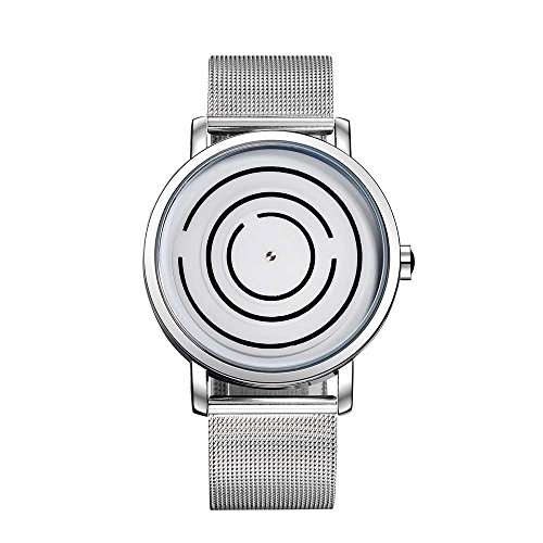 SINOBI Whirl Maze Dial Unique Design Unisex Watch Mesh Band Silver
