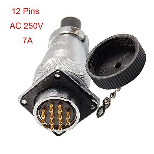 Yohii 12 Pins AC 250V 7A Circular Round Mini Plug Electrical Aviation Connector with Rubber Cap PLS24-12