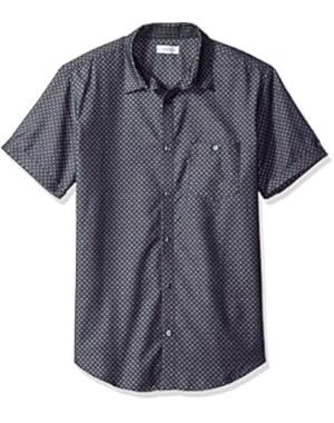 Calvin Klein Men's Short Sleeve Honeycomb Dobby Dot Button Down Shirt