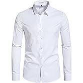DELCARINO Men's Dress Shirts Stain Sheild Stretch Slim Fit Shirts Wrinkle-Free Formal Business Button Down Shirt