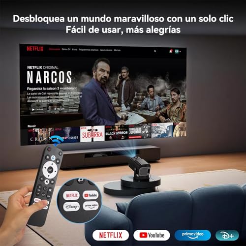 QYIKLPY Proyector 4K Portátil Netflix Oficial – Android 13, Pantalla de 150 Pulgadas, 400ANSI/15000 Lúmenes, 1080p Nativo, Compatible con 4K/8K, BT 5.2/WiFi 6, iOS/Android/PC/PS5
