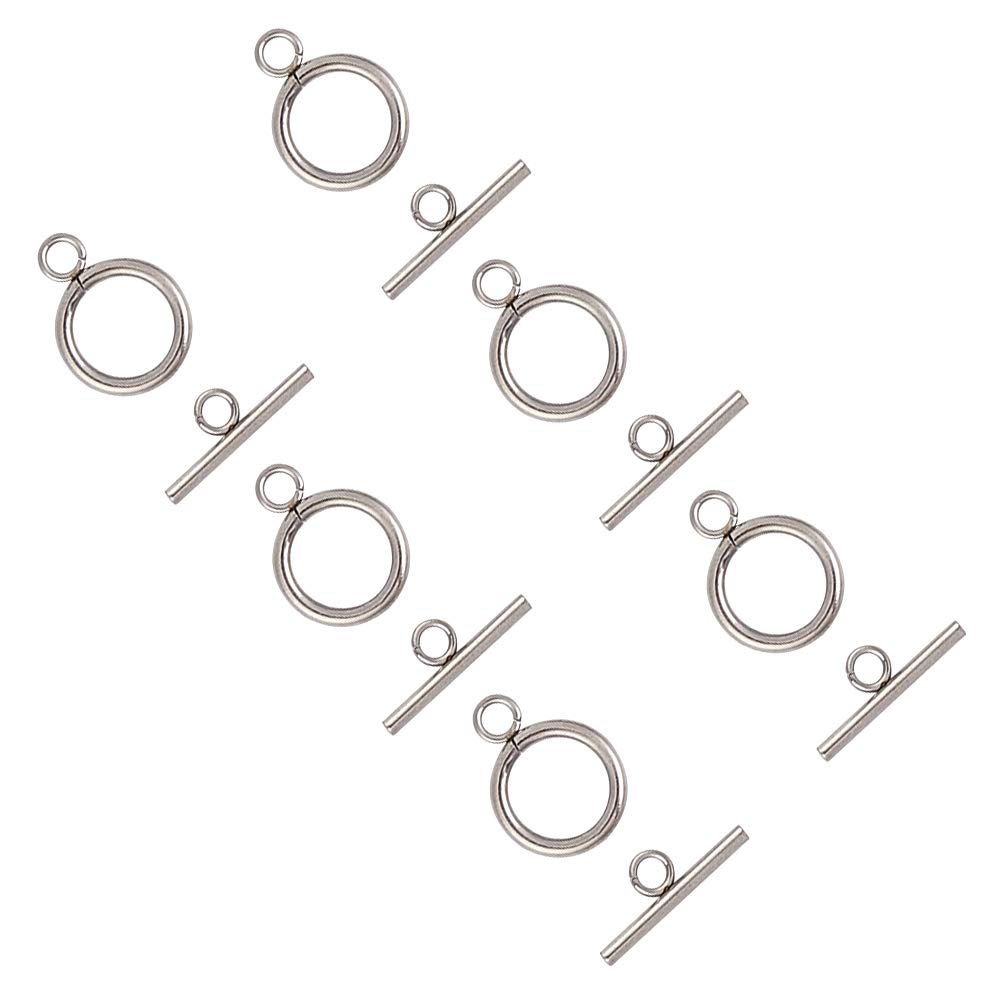 UNICRAFTALE 40 Sets Stainless Steel Ring Toggle Clasps IQ Toggle Clasps & Tbar Clasps Metal Material Ring Toggle Connectors for DIY Necklace Bracelet Jewelry Making