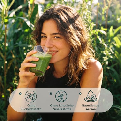 Green Detoxification Powder, 200 g Superfood Helper Powder with Spirulina, Barley Grass, Chlorella, Inulin, Choline, Probiotics & Blueberry for Digestion, Energy Metabolism, Fat Metabolism & Liver