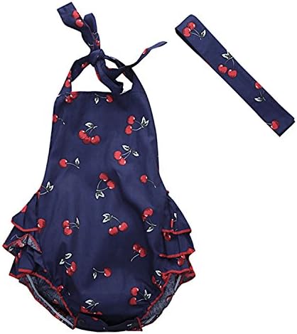 Nesson Baby Girls 2pcs Sets Cotton Ruffles Romper Outfits Clothes