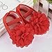 Creazrise Toddler Kid Baby Girl Chiffon Flower Elastic Band Newborn Walking Shoes (S:0-6 Month, Red)