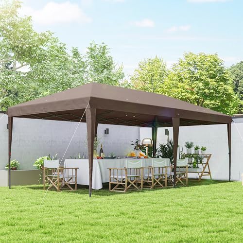 Outsunny 10' x 20' Outdoor Pop Up Canopy Tent Party Tent Instant Shelter W/Carrying Bag, Coffee