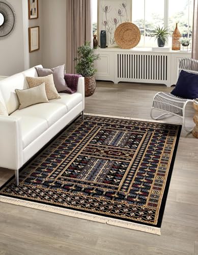 Unique Loom Tekke Collection Area Rug - Sajur (7' 10" x 10' Rectangle Black/Bei…