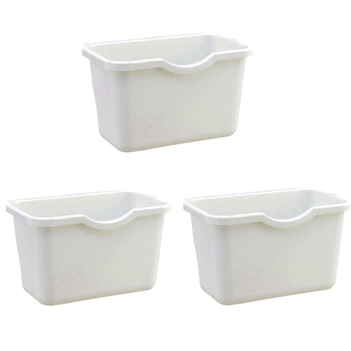 VANORIG Kitchen Waste Bins Plastic Office Wastebaskets Hanging Under Cabinet Small Trash Containers Trash Cans Deskside Garbage Bowls Can Recycling Containers, Pack of 3 (White)
