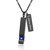 BGAFLOVE Crystal Black Cremation Jewelry for Ashes Silver Urn Necklace for Ashes, Birthstone Cube Urns Memorial Ashes Necklace Pendant Keepsake, Cremation Urn Jewelry Bar Pendant With CZ