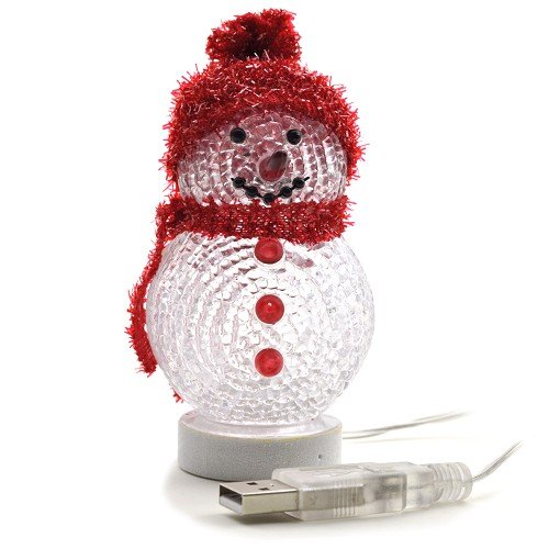OOOUSE Mini Glowing Snowman w/Multi LED Lights USB Powered