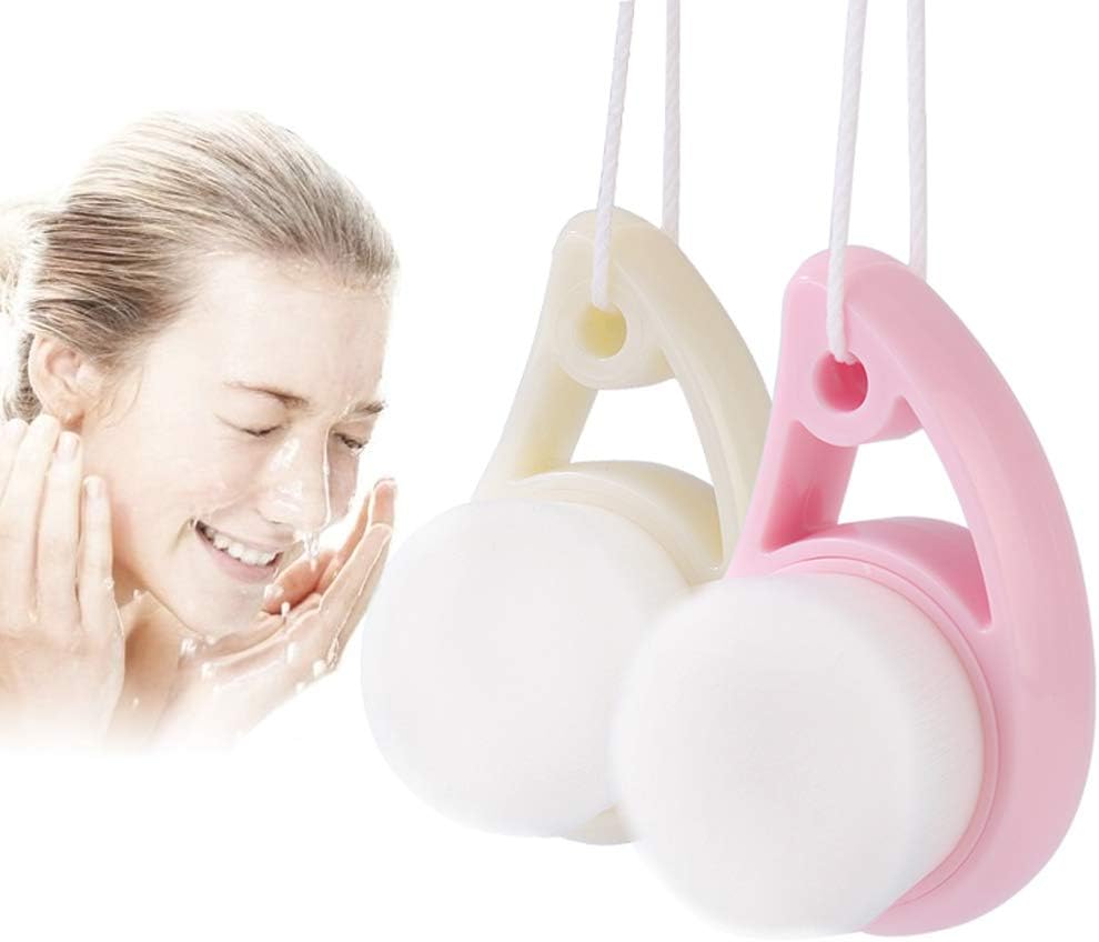 Manual Face Cleansing Brush Soft Bristles Facial Exfoliating Brush Skin Care Tools Brush for Deep Pore Cleansing (Pink)