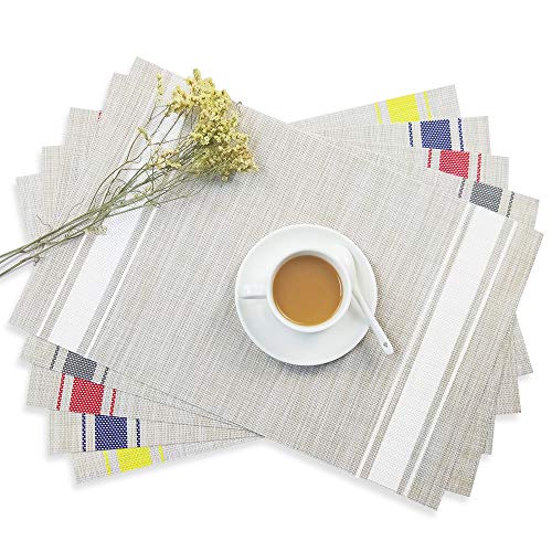 YOSICHY Table Mats Set of 6 Crossweave Woven Vinyl Placemats Heat