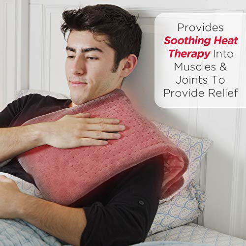 Calming Comfort Calming Heat by Shaper Image Weighted Electric Heating Pad, 3 Heat Settings with Auto-Off, X-Large 12" X 24", 4 Pounds, Grey