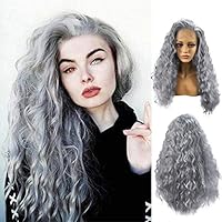 NISWDE 26inch long curly hair wig Grey Synthetic Curly Wigs Brazilian Heat Resistant Hair Human Headwear