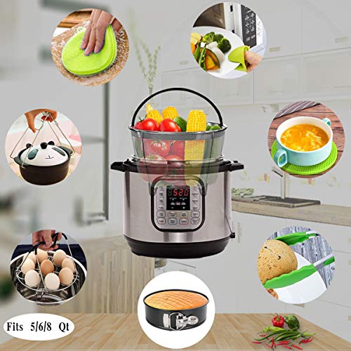 10Pcs Pressure Cooker Accessories Set Compatible with Instant Pot Accessories 6,8 Qt, Steamer Basket, Springform Pan, Egg Steamer Rack, Silicone Egg Bites Mold, 2 Trivet Mats, Mitts and Kitchen Tongs