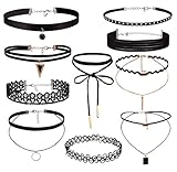 Uniqhia Gold Layering Chain Choker Necklace Layered Pendan Statement Adjustable Choker Necklace for Women Girls