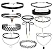 Uniqhia Leather Chain Necklace for Women Girls Choker Tassel Necklace Velvet Length Adjustable