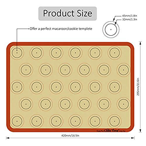 Macaron Silicone Baking Mat Set of 2 Non Stick Silicon Macaroon Baking Sheet Cookie Liner(BPA