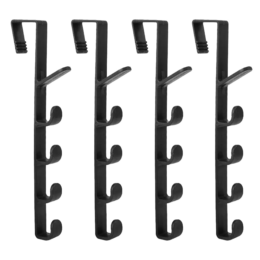 YANWANDEFA 4 Pack Over The Door Hooks Vertical Over Door Hanger Over The Door Towel Rack for Coats Hats Bags Clothes Towels Plastic Black
