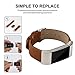 For Fitbit Charge 2 Bands, Genuine Leather Replacement Bands for Fitbit Charge 2 Brown with Metal Connectors