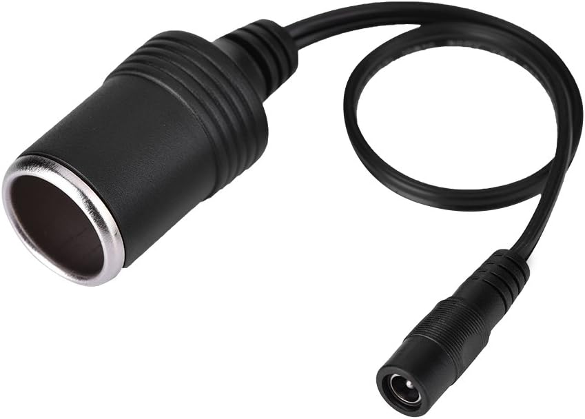 Bewinner 12V DC 5.5 x 2.1mm Female Cigarette Lighter Socket Power Supply Cable Adapter for Car Air Pump Refrigerator, Black