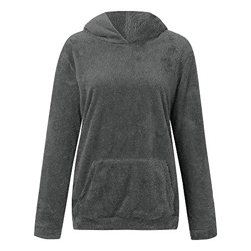 Liraly Pullovers For Women Plus Size Ladies Warm Fluffy Winter Top Hoodie Sweatshirt Hooded Pullover Jumper(GrayÂ B,US-12 /CN-L2)