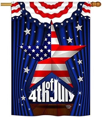 Ornament Collection Stars 4th of July House Flag - Americana Fourth Independence Day Fireworks BBQ United State American - Decoration Banner Small Garden Yard Gift Double-Sided Made in USA 28 X 40