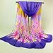 Bestpriceam Women Lady Chiffon Butterfly Print Neck Shawl Scarf Scarves Wrap Stole (Purple New)