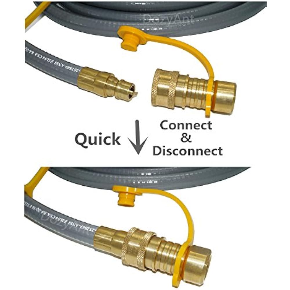 12 Feet 3/8 Inch ID Natural Gas Grill Hose With Quick Connect Propane