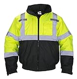 SAS Safety 690-1510 Hi-Viz Class-3 Hooded Bomber Jacket, X-Large, Yellow