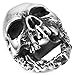 INBLUE Men's Stainless Steel Ring Silver Tone Black Skull