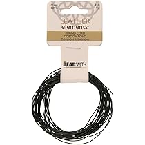 パリージョ　黒　縞模様　大きめ Amazon.com: The Beadsmith Leather Cord – Black – .5mm Spool