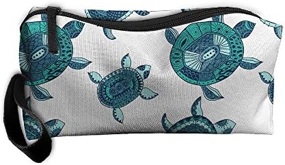 Portable Outdoor Cosmetic Toiletry Clutch Bag Accessories Organizer Case Travel Home Use Zipper Oxford Sea Turtles Seamless Pattern Storage Pouch Pencil Case
