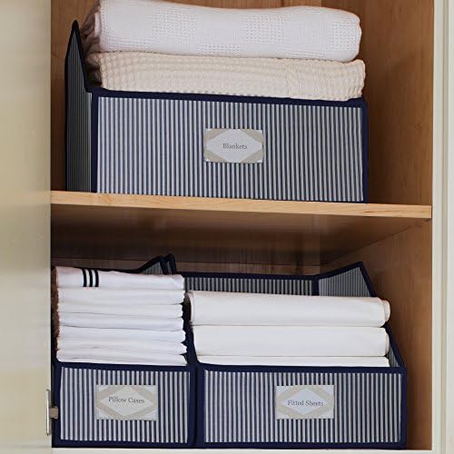 Great Useful Stuff Gus Striped Linen Closet Storage Organize Sheets Blankets Towels Wash Cloths Sweaters And Other Closet Storage Large