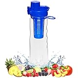 FlavFusion 25 oz Infuser Water Bottle with Locking Flip Top Lid (Blue)