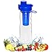 FlavFusion 25 oz Infuser Water Bottle with Locking Flip Top Lid (Blue)
