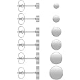Yolev 6 Pairs Dot Stud Earrings Round Disc Stud Earrings Stainless Steel Ear Studs for Women Men (3 mm-8 mm)
